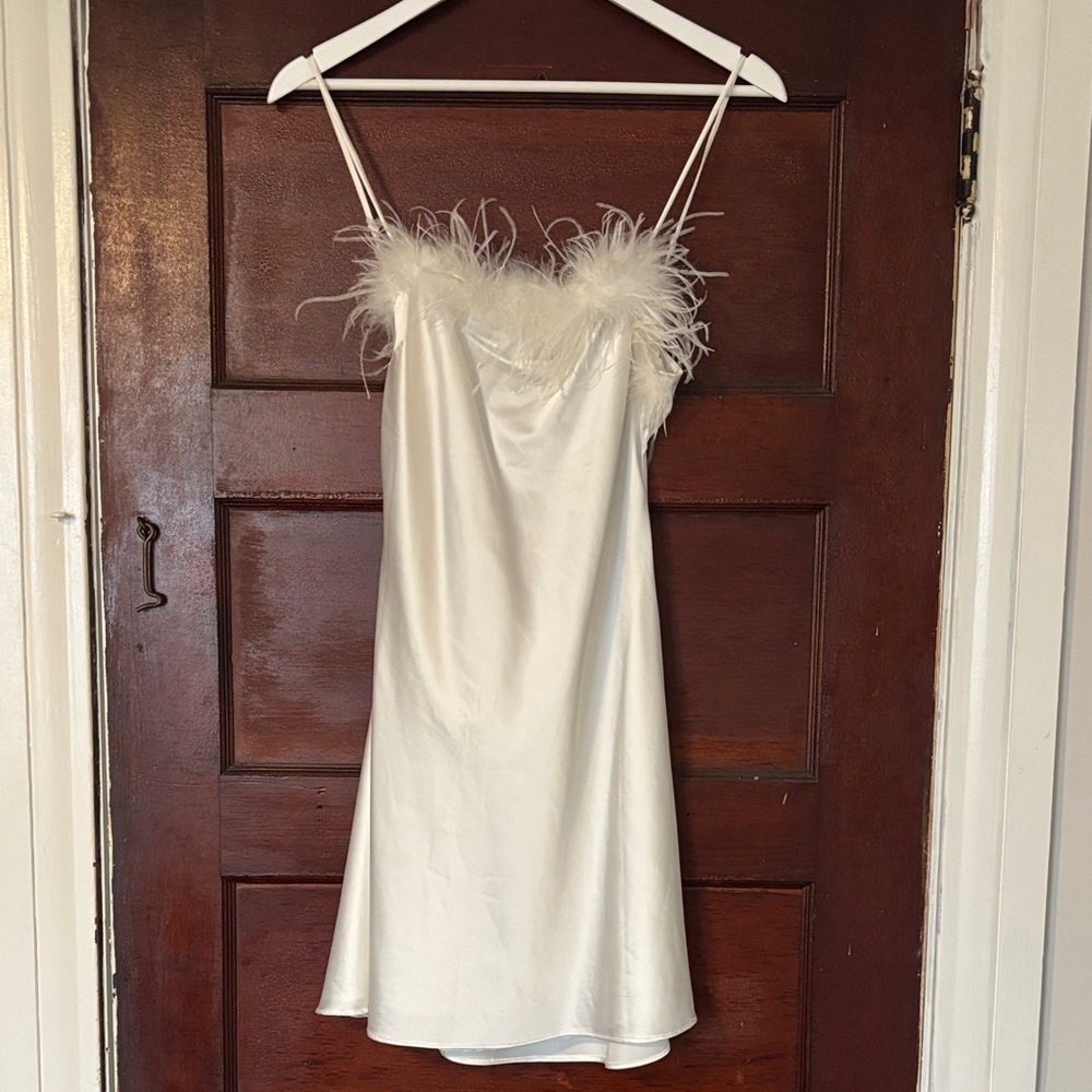 Impressions Cream Feather-Trimmed Chemise